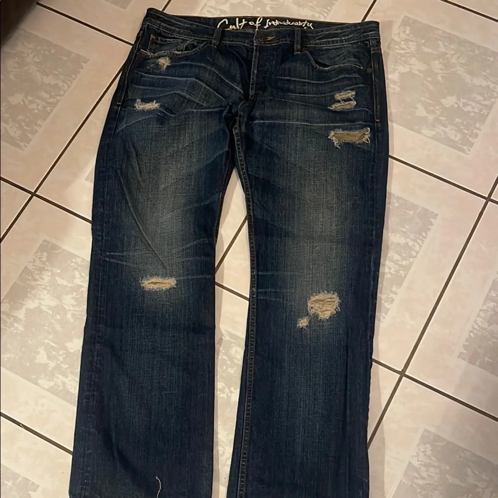 Cult of Individuality Blue Relaxed Distressed Jeans